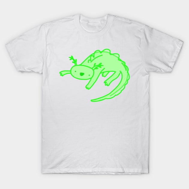 Green Axolotl T-Shirt by diffrances